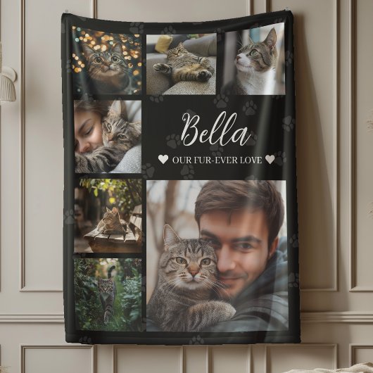 Foto Collage Dog oder Cat Lover in der Liebe: Fleecedecke