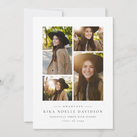 Foto Collage einfache Abschluss-Ankündigung (Vorderseite)