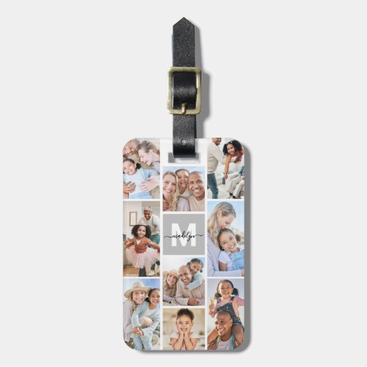 Foto Collage Einfaches Monogramm Bild Gepäckanhänger (Vorderseite vertikal)