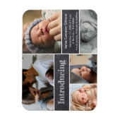 Foto Collage Einführung der Geburtsankündigung von Magnet (Vertikal)