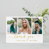 Foto Collage Eleganter Abschluss Dankeschön Karte (Stehend vorne)