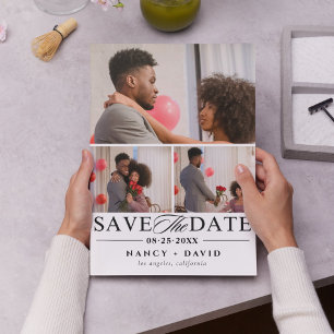 Foto-Collage Elegantes Skript Hochzeit Save The Date