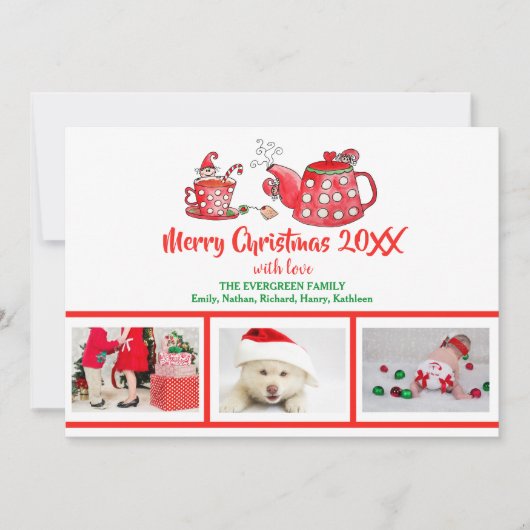 Foto Collage Elf Tee Weihnachten Wasserfarbe (Vorderseite)