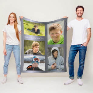 Foto Collage Enkel Großmutter Silber Fleecedecke
