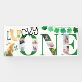Foto Collage Erster Geburtstag Lucky Ein Party Banner (Horizontal)