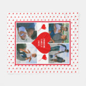 Foto Collage Familie Personalisiertes Valentinherz Fleecedecke (Vorderseite (Horizontal))