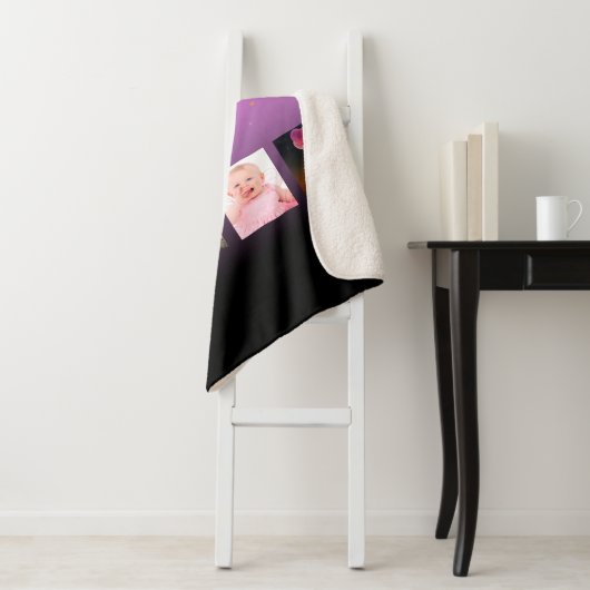 Foto Collage Familie schwarz violett rosa mit Mono Sherpadecke (Beispiel)