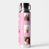 Foto Collage Familienname pink Trinkflasche (Rückseite)