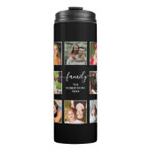 Foto Collage Familienskript Schwarz-Weiß Thermosbecher (Vorderseite)