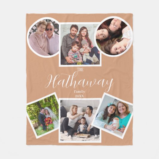 Foto Collage Family Erinnerungen Boho Moderne Stil Fleecedecke (Vorderseite)