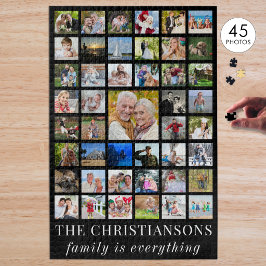 Foto Collage FAMILY IST ALLES Schwarz Puzzle