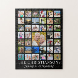 Foto Collage FAMILY IST JEDER Name Schwarz Puzzle