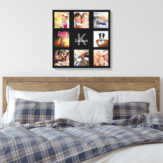 Foto Collage Family Monogramm schwarz einzigartig Leinwanddruck (Insitu (Schlafzimmer))