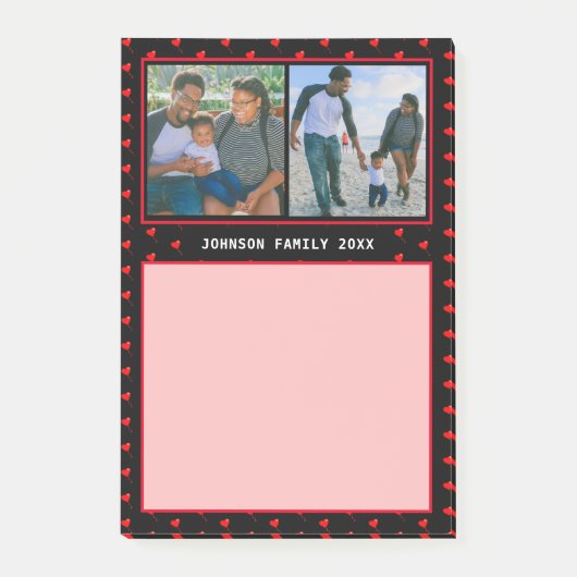 Foto Collage Family Personalisiert Red Heart & Nam Post-it Klebezettel (Vorderseite)