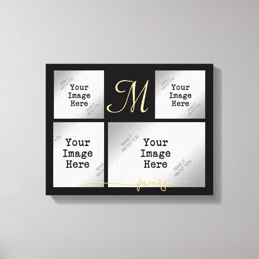 Foto Collage, FAMILY Title in Gold (Bearbeitungsfa Leinwanddruck (Vorderseite)