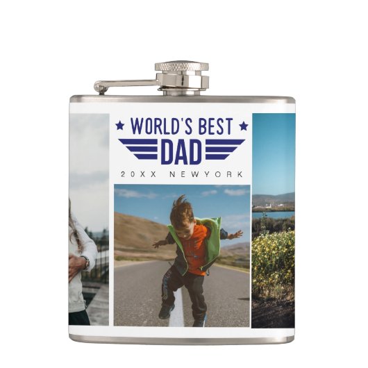 Foto Collage Flask 6 Fotos & Text Flachmann (Vorderseite)