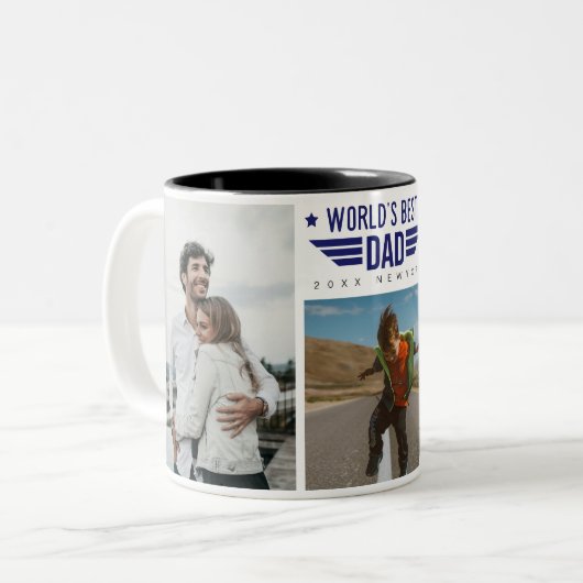 Foto Collage Flask 6 Fotos & Text Zweifarbige Tasse (Vorderseite Links)