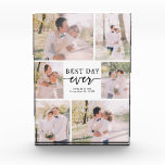 Foto Collage Foto Block Hochzeit<br><div class="desc">Hochzeitsfoto Collage Foto Block. Unsere moderne Kollektion bietet eine einzigartige Mischung aus individuellen Collagen aus Foto und dem "besten Tag aller Zeiten", die in einem handgeschriebenen Kalligraphieskript, personalisiert mit Ihren Namen und Ihrem Hochzeitstag, erfasst werden. Dieses Stück ist mehr als nur ein Produkt; es ist ein zeitloser Sake, der Ihren...</div>