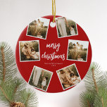 Foto Collage Frohe Weihnachten Keramik Ornament<br><div class="desc">Erstellen Sie Ihre eigenen personalisierten Weihnachtskarten mit Ihren Lieblings-Fotos als Collage. Moderne Skriptkalligraphie und minimalistisches Design.</div>