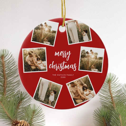 Foto Collage Frohe Weihnachten Keramik Ornament