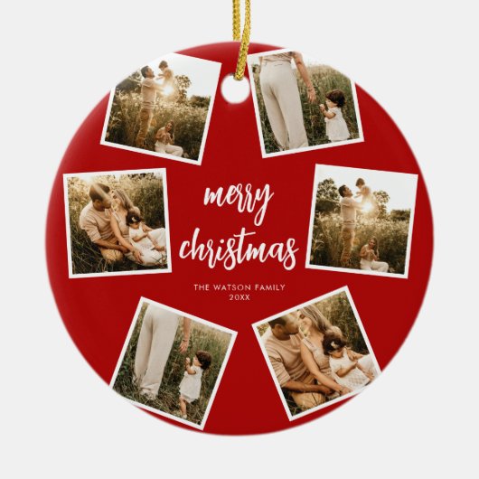 Foto Collage Frohe Weihnachten Keramik Ornament (Vorne)