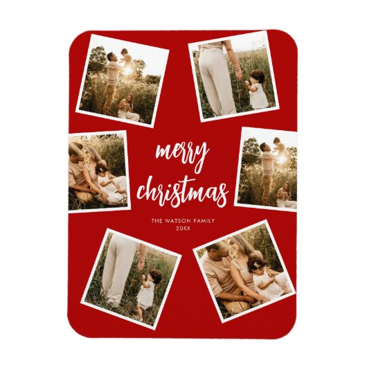 Foto Collage Frohe Weihnachten Magnet (Vertikal)