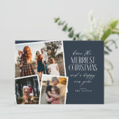 Foto Collage Frohe Weihnachten Rot und Weiß Einladung (Stehend Vorderseite)