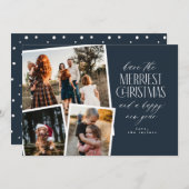 Foto Collage Frohe Weihnachten Rot und Weiß Einladung (Vorne/Hinten)