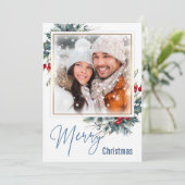 Foto Collage Frohe Weihnachts Blue Style Wunschkar (Stehend Vorderseite)