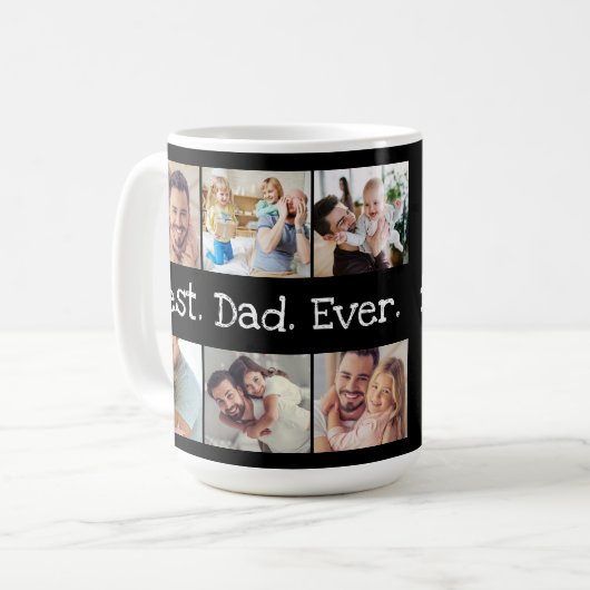 Foto Collage Fun Bester Vater jemals in Schwarz un Kaffeetasse (Vorderseite Links)