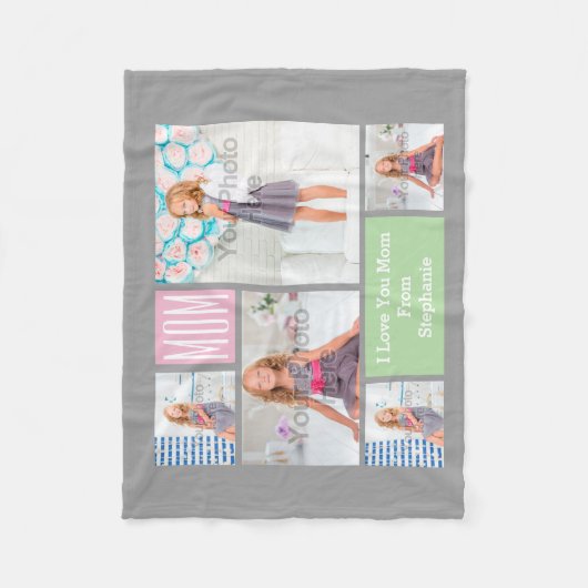 Foto-Collage für benutzerdefinierte Mütter Rosa/Gr Fleecedecke (Vorderseite)