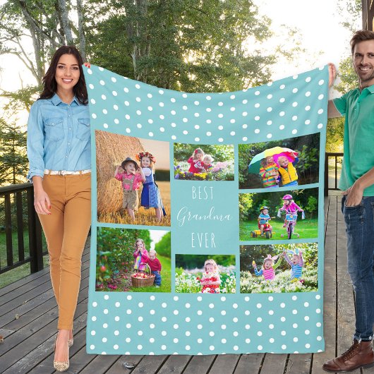 Foto Collage für die beste Oma je Sky Blue Fleecedecke