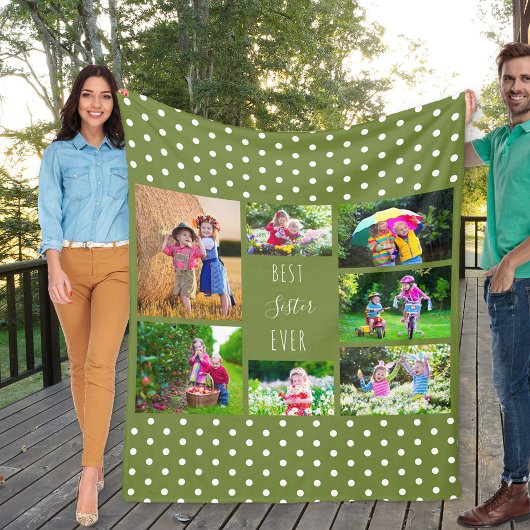 Foto Collage für die beste Schwester je Olive Gree Fleecedecke