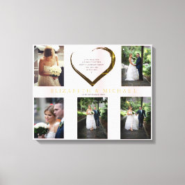 Foto Collage für Hochzeiten Einfaches rosa Herzang Leinwanddruck