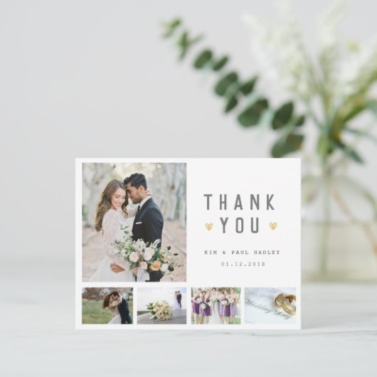 Foto Collage für Hochzeitstag dank Karte (Stehend Vorderseite)