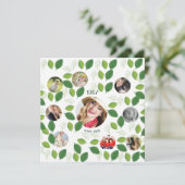 FOTO COLLAGE Geburtstag Einladung Grüne Blätter (Stehend Vorderseite)