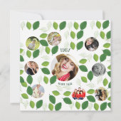 FOTO COLLAGE Geburtstag Einladung Grüne Blätter (Vorderseite)