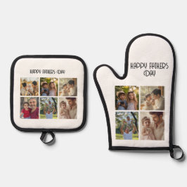 Foto Collage Geschenk für Vater Ofenhandschuh & Topflappen-Set