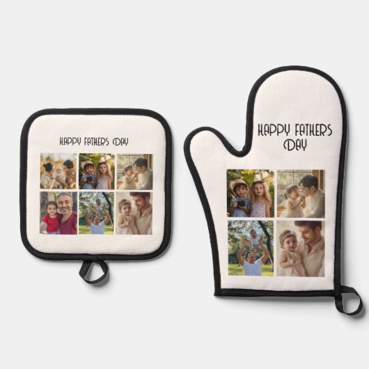 Foto Collage Geschenk für Vater Ofenhandschuh & Topflappen-Set (Vorderseite)