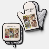 Foto Collage Geschenk für Vater Ofenhandschuh & Topflappen-Set (Vorderseite/Rückseite)