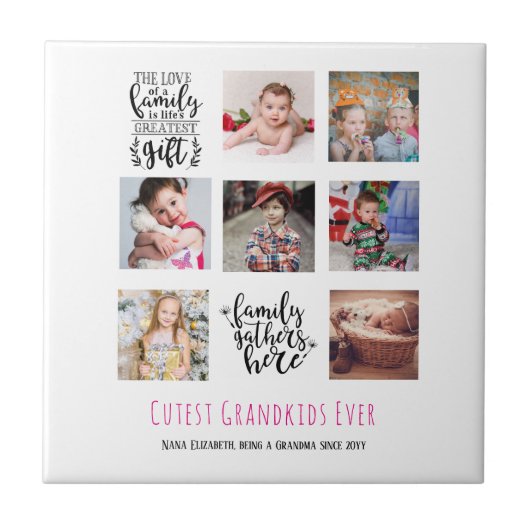 Foto Collage Geschenk Großeltern Pa Ma Fliese (Vorderseite)