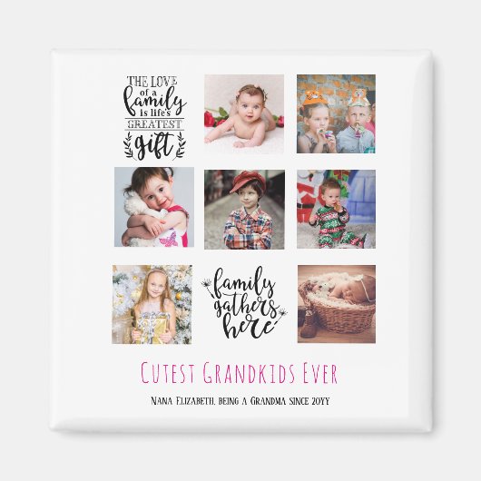 Foto Collage Geschenk Großeltern Pa Ma Magnet (Vorne)