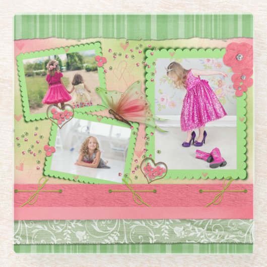 Foto Collage Girls Scrapbook Custom Glasuntersetzer (Vorderseite)