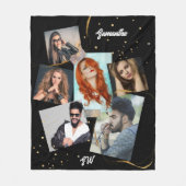 Foto Collage Glitzer Gold 6 Foto Namensbuchstaben Fleecedecke (Vorderseite)