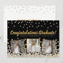 Foto Collage Gold Silver Confetti Abschluss Karte