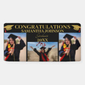 Foto Collage Gold Text Graduate Black Banner (Horizontal)