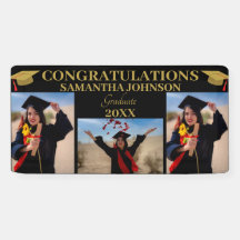 Foto Collage Gold Text Graduate Black Banner