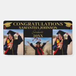 Foto Collage Gold Text Graduate Black Banner