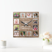 Foto Collage Grandkids machen Life Grand Quote Woo Quadratische Wanduhr (Zuhause)