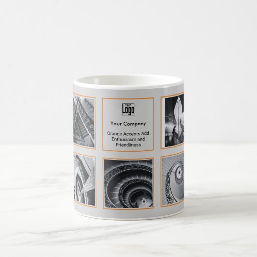 Foto Collage Gray Orange Small Business Kaffeetasse (Mittel)